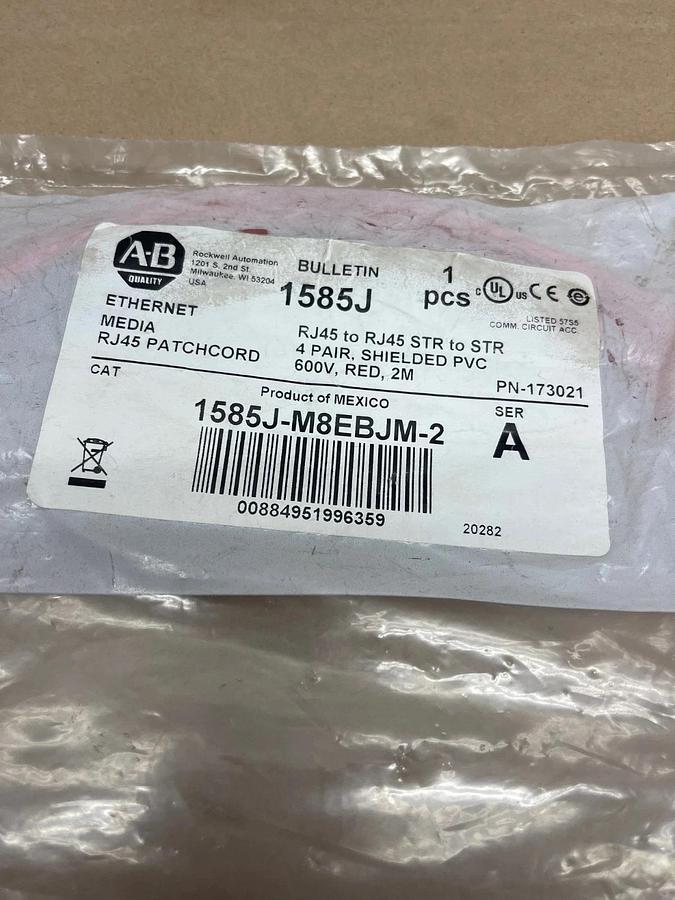 Used Allen Bradley 1585J-M8EBJM-2 Series A Ethernet Media RJ45 Patchcord  *NEW*