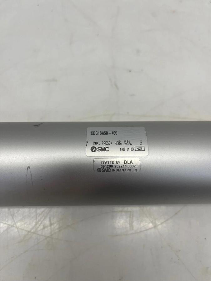 Used SMC CDG1BA50-400 Air Cylinder, Single Rod, 145 PSI, Max Press 1.00 MPa