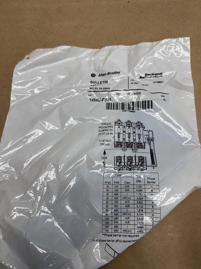 Allen Bradley 1492U-F60 Ser A Fuse Block, 60A *NEW*