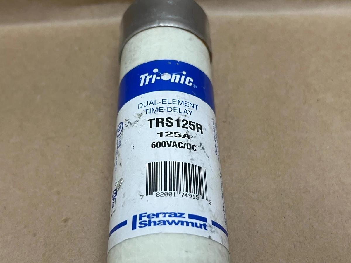 Used Ferraz Shawmut TRS125R Tri-onic 125A 600VAC/DC Dual-Element Time-Delay, Lot of 3