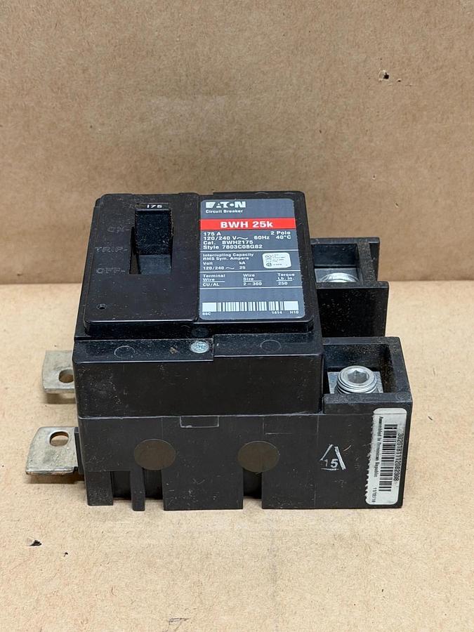 Used Eaton BWH 25K 175A, 2-Pole Circuit Breaker