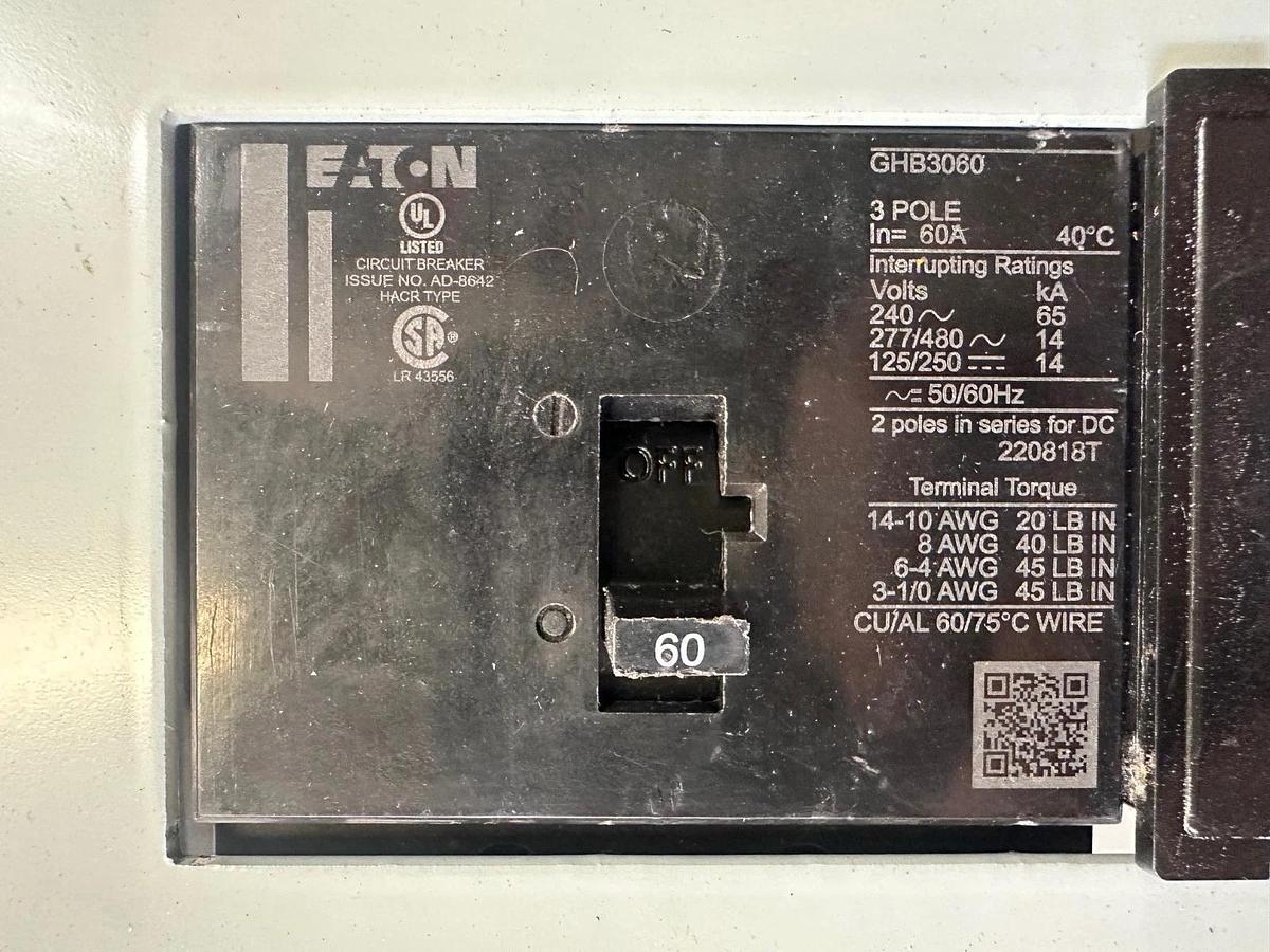 Used Eaton POW-R-Line PRL3A Panel Board, w/ HFDE316032 HFDE 65K 160A Main Breaker