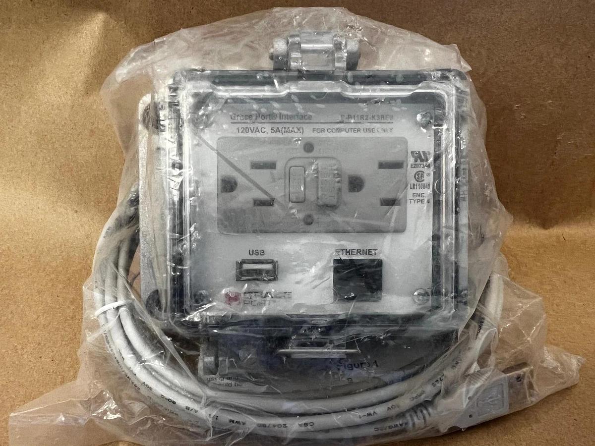 Used Grace Port P-P11R2-K3RF0 N12/4 USB 10Ft/EtherNet/ GFCI *NEW*