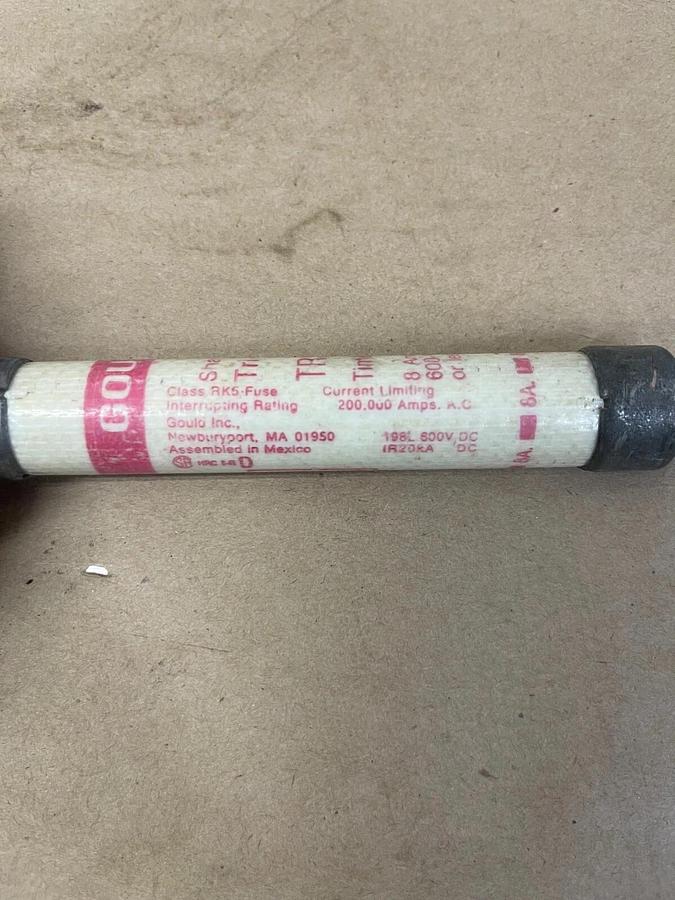 Used Gould Shawmut TRS8R Time Delay, Fuse, 8 Amps, 600 VAC