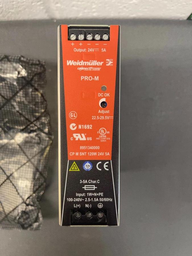 Used Weidmeüller PRO-M Power Supply, 5 Amp, 24 V