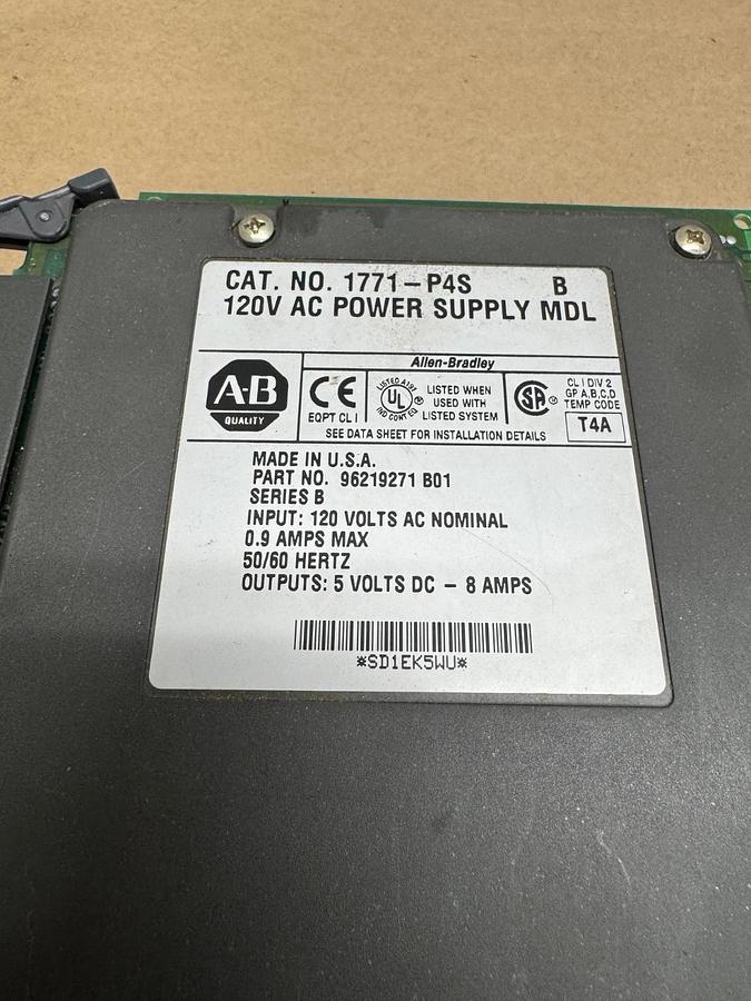 Used Allen Bradley 1771-P4S 120V Power Supply Module