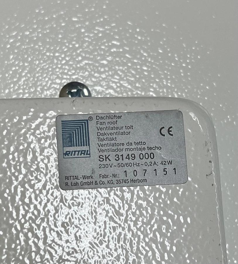 Used Rittal SK 3149 000 Roof-Mounted Enclosure Fan Assembly, 42W, 230V, 50/60Hz