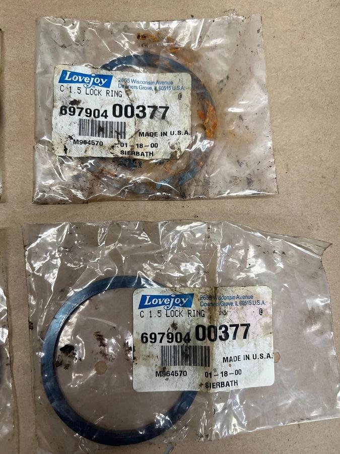Used Lovejoy 697904 00377/697904 00376 1.5 Lock Ring (3 Pcs.) w/ 1.5 Seal ( 1 Pc.)