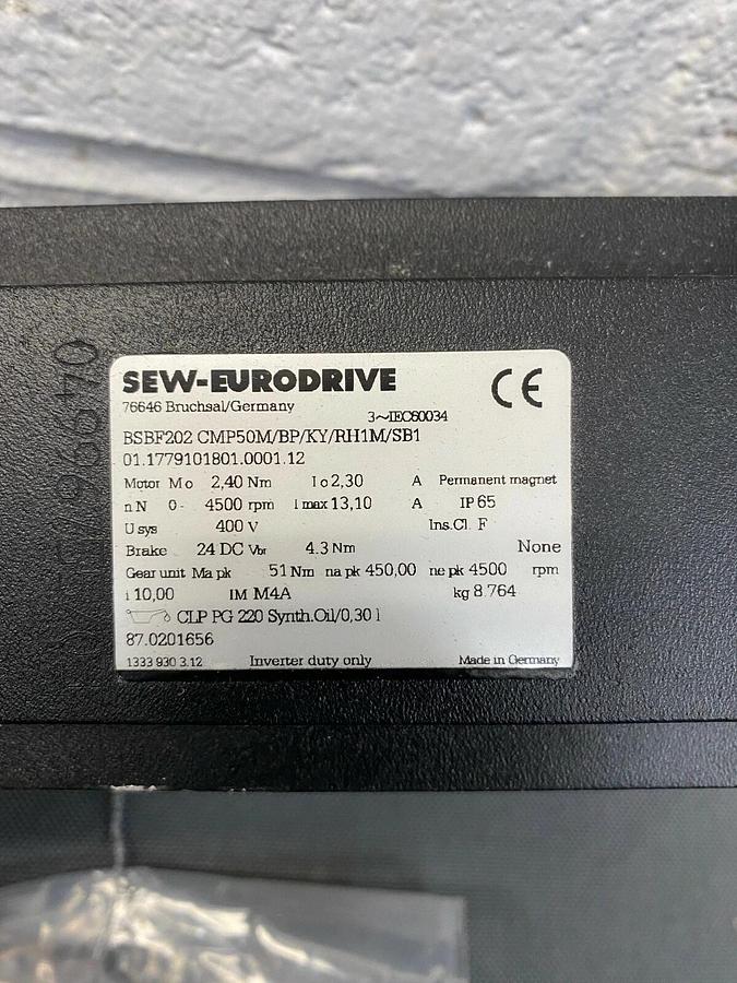 SEW Eurodrive BSBF202 CMP50M/BP/KY/RH1M/SB1 Synchronous Servo Motor