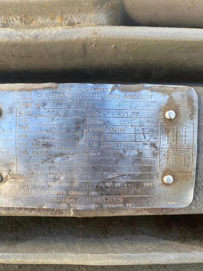 Used Toshiba R1504FLF4UD World Energy Series 3 Ph Induction Motor 150HP 1770RPM