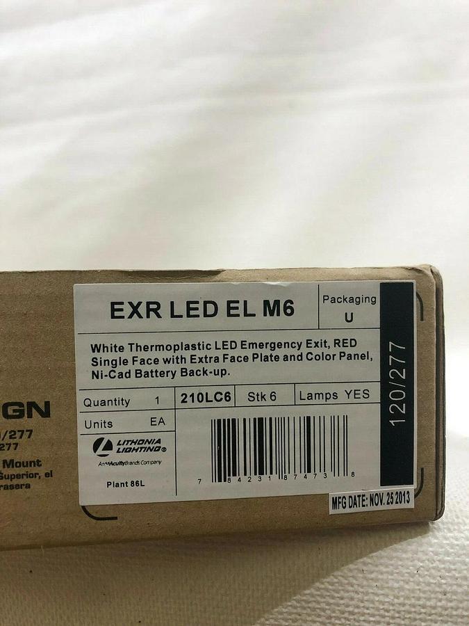 Used Lithonia Lighting EXR LED EL M6 Exit Sign w/ Battery Back Up