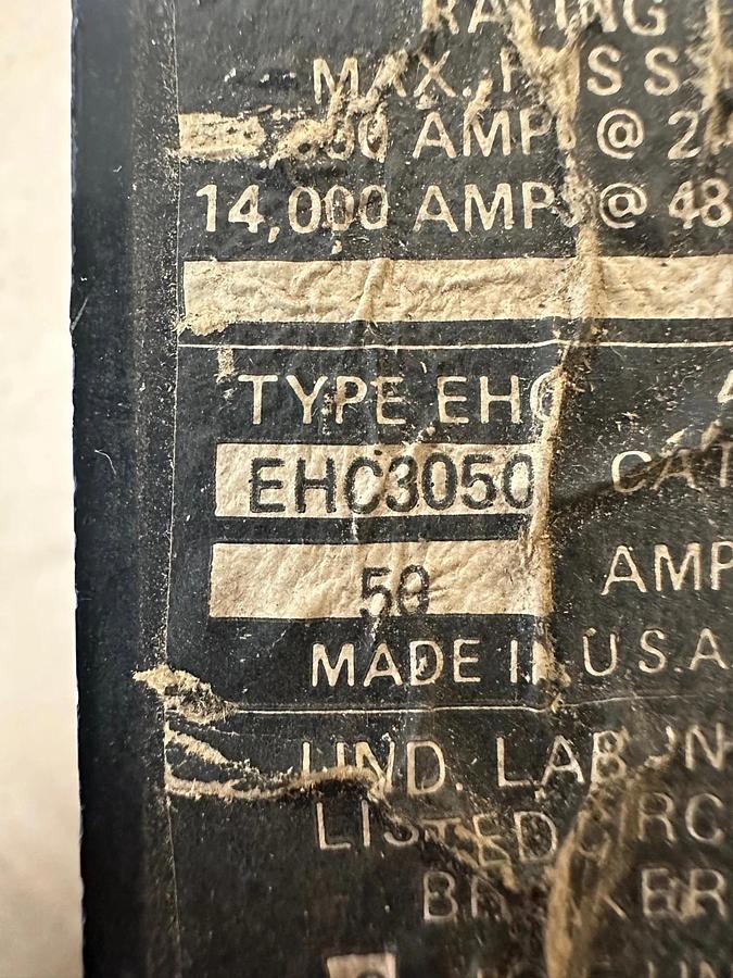 Used Cutler Hammer EHC3050 50A 3 Pole Circuit Breaker