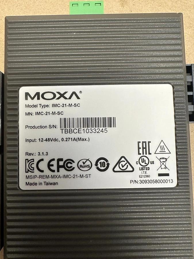 Used MOXA IMC-21-M-SC V3.1.3 Industrial Photoelectric Converter