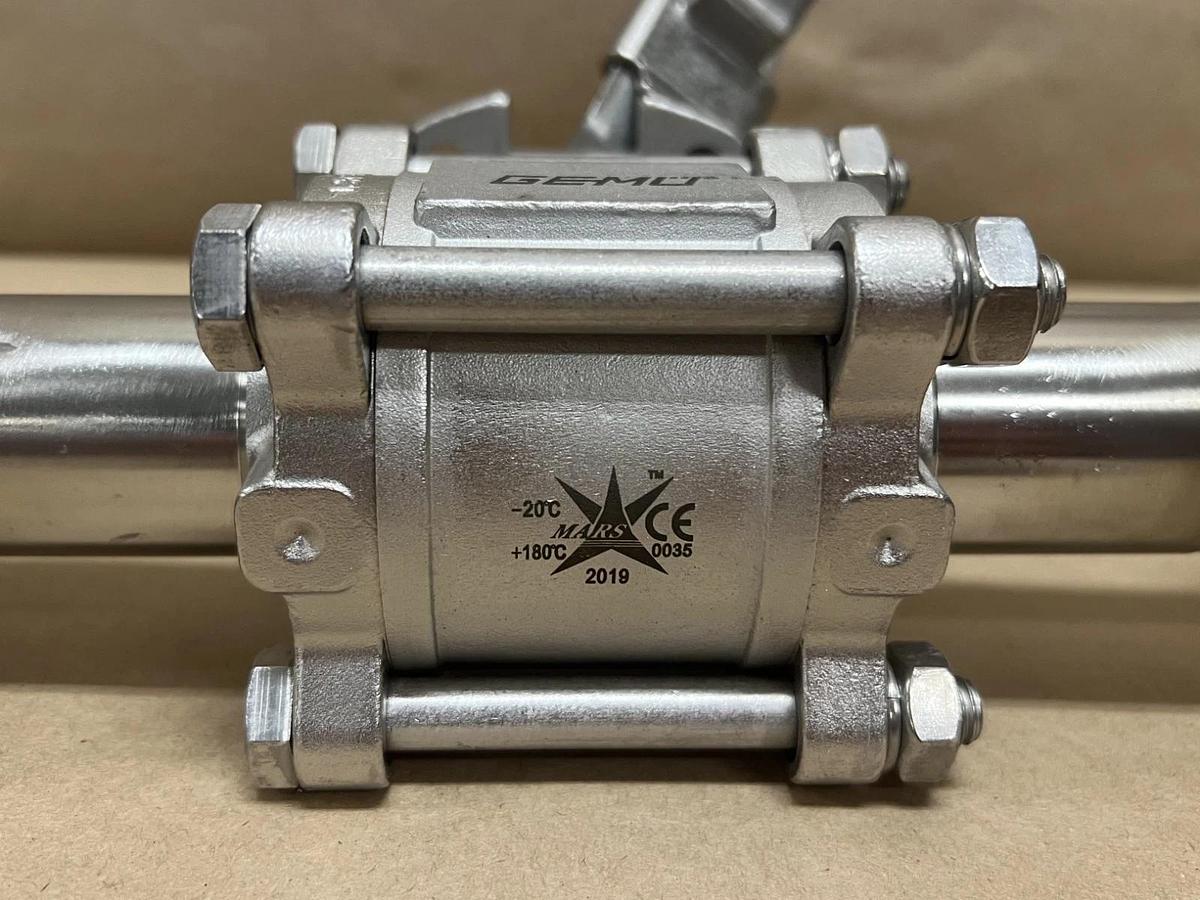 Used Gemü Series 77 Sanitary SS Diaphragm Valve Tri-Clamp Pipe Assembly