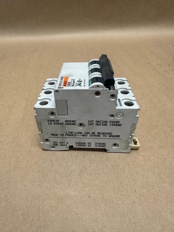 Used Merlin Gerin C60N Multi 9, 20A-Type B 3 Pole, 480VAC Breaker