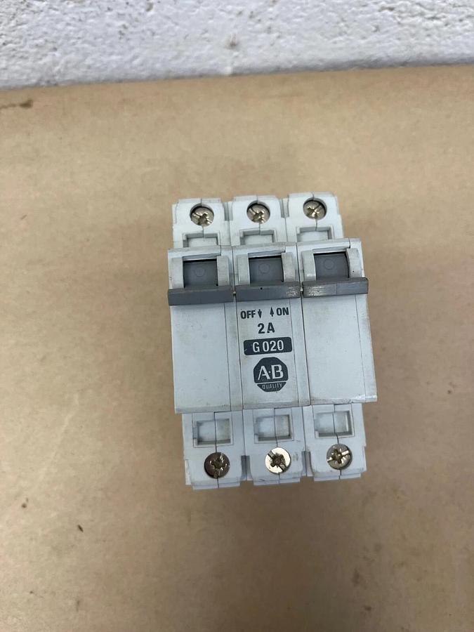 Used Allen-Bradley 1492-CB3 G 020 Supplementary Protector Ser B 2A Circuit Breaker