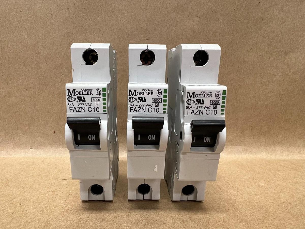 Used Moeller FAZN C10 Circuit Breaker - Lot of 3