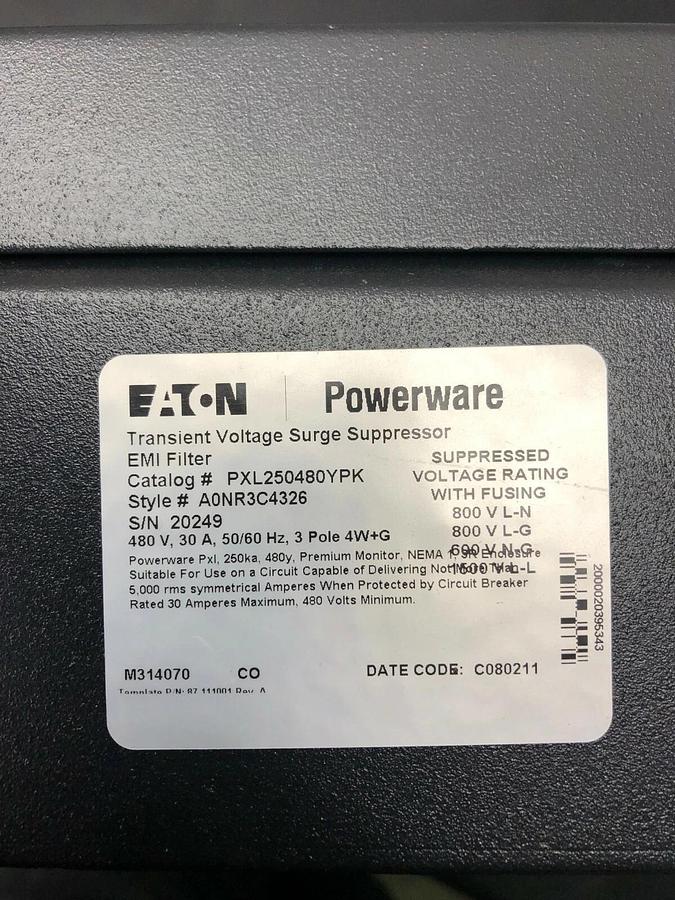 Used Eaton PXL250480YPK Transient Surge Supressor