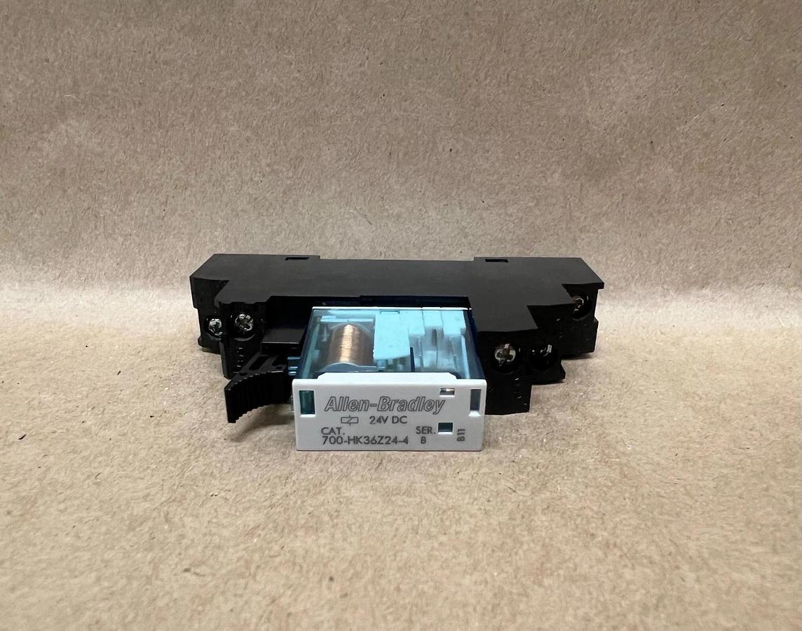 Used Allen Bradley 700-HK36Z24-4 Relay with 700-HN Ser A Relay Base