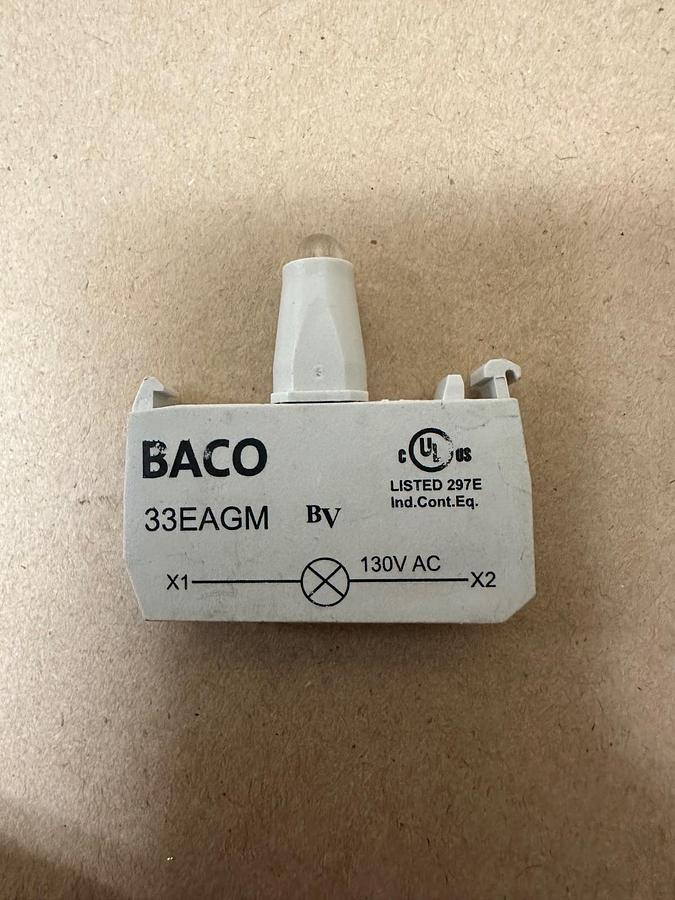 Used BACO 33EAGM Green Lamp for Illuminated Push Buttons