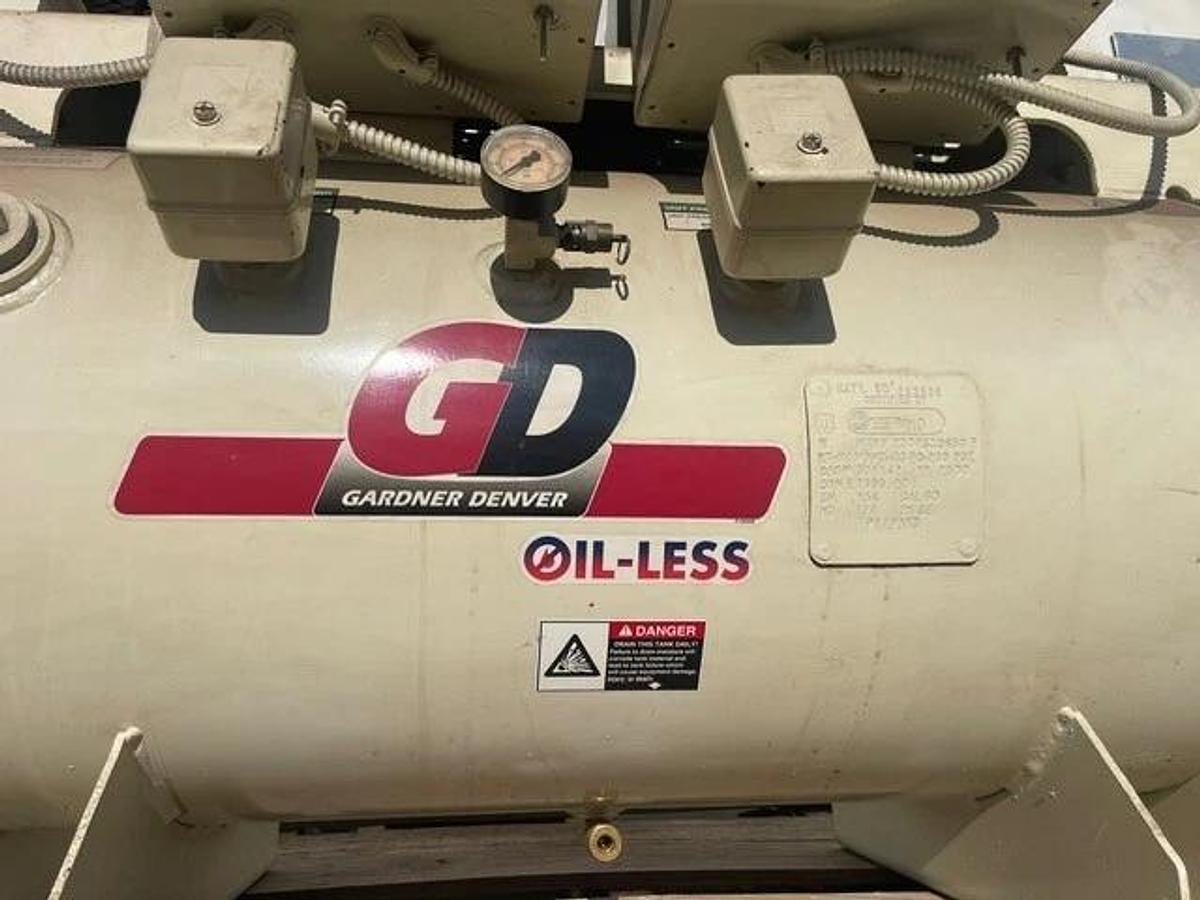 Used Gardner Denver MTOII Duplex Reciprocating Oil-Less Air Compressor, 60 Gal Tank