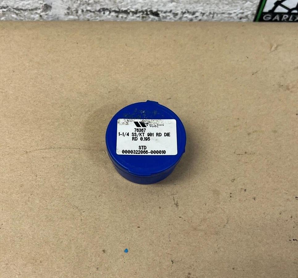 Used Wilson Tool 76367 1-1/4 SS/KT 901 RD DIE RD 0.195 Punch Press Die