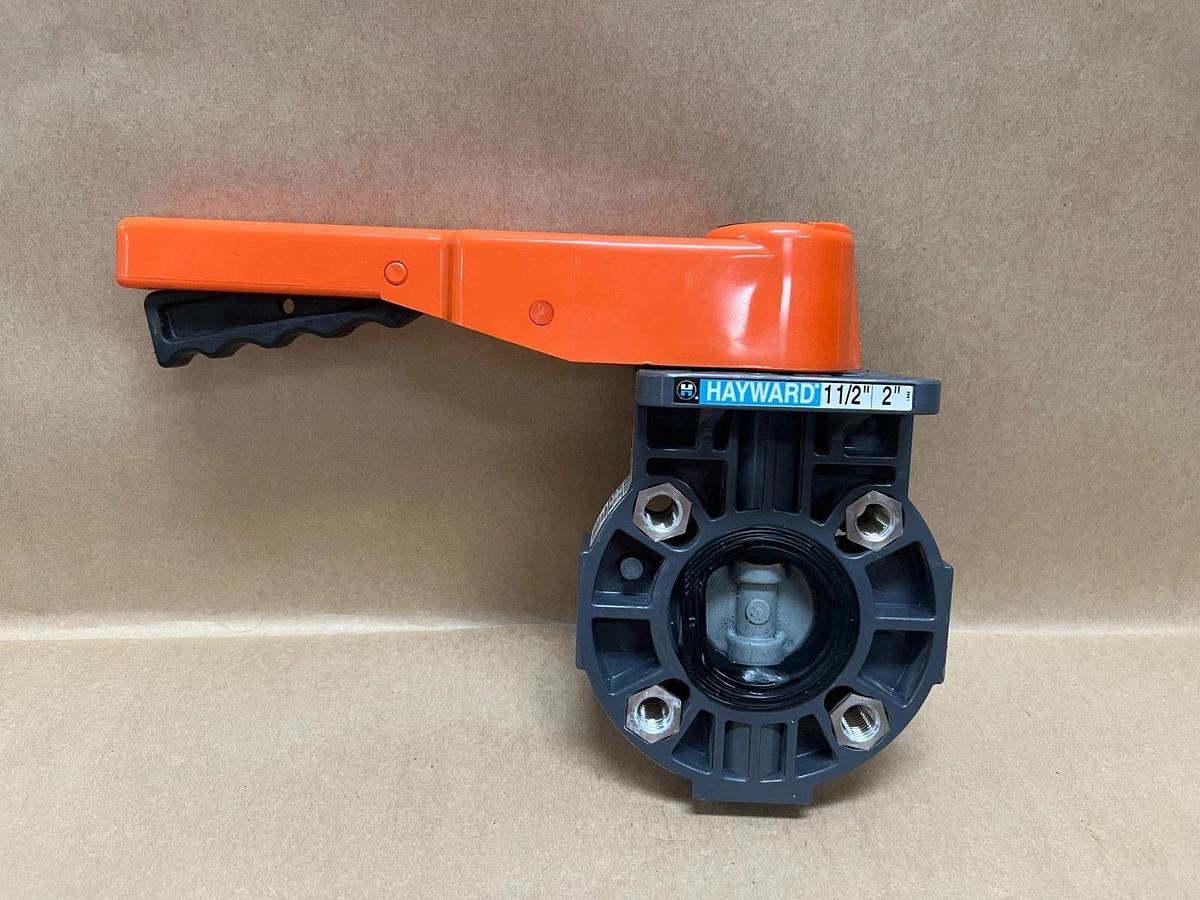 Used Hayward LB87 316 SS, PVC Body, 1-1/2"/2" Butterfly Valve