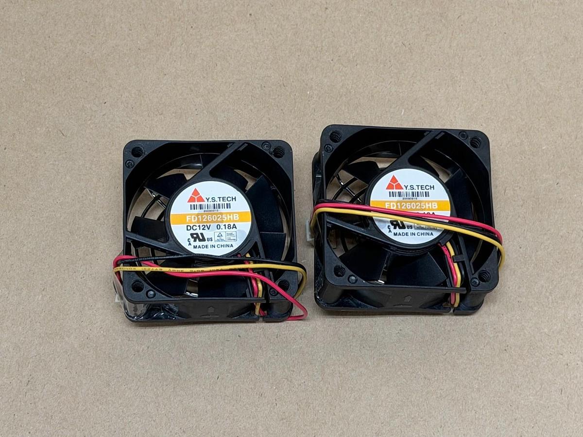 Y.S. TECH FD126025HB 0.18A, 12v Chassis Cooling Fan - Lot of 2