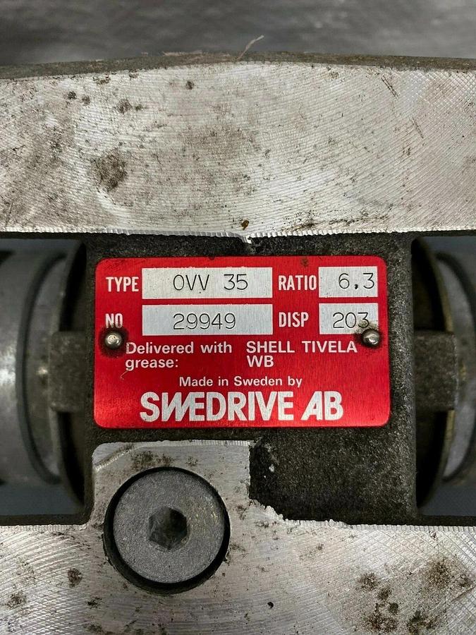 Used Swedrive AB OVV 35 Worm Gear Speed Reducer, Ratio 6:3, Displacement 203