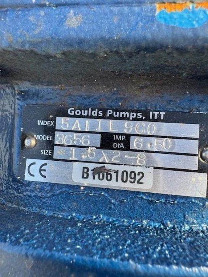 Used Goulds 3656 (Size 1.5x2-8) Pump 5A/1L9C0, Baldor EJMM3711T 10Hp Motor @ 3500RPM