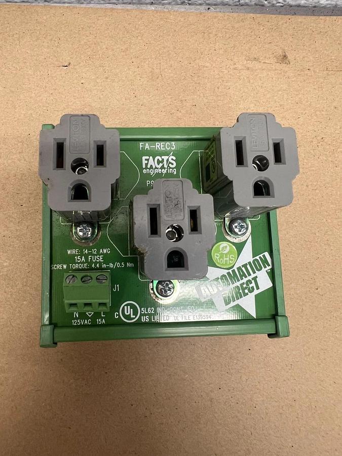 Used AutomationDirect FA-REC3 3 Receptacle Outlet