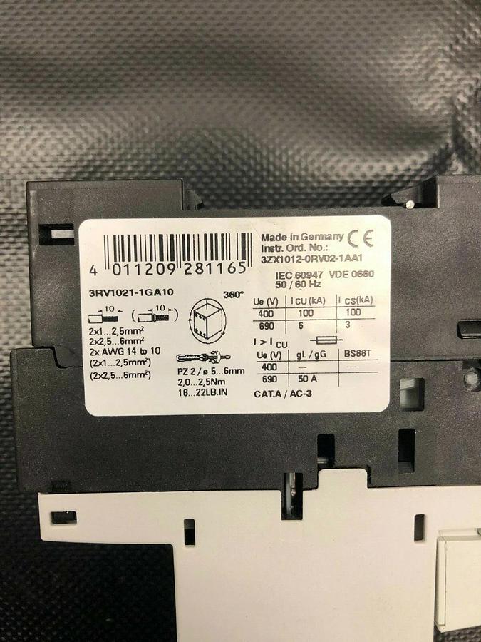 Used Siemens 3RV1021-1GA10 Motor Starter Contactors - LOT of 3