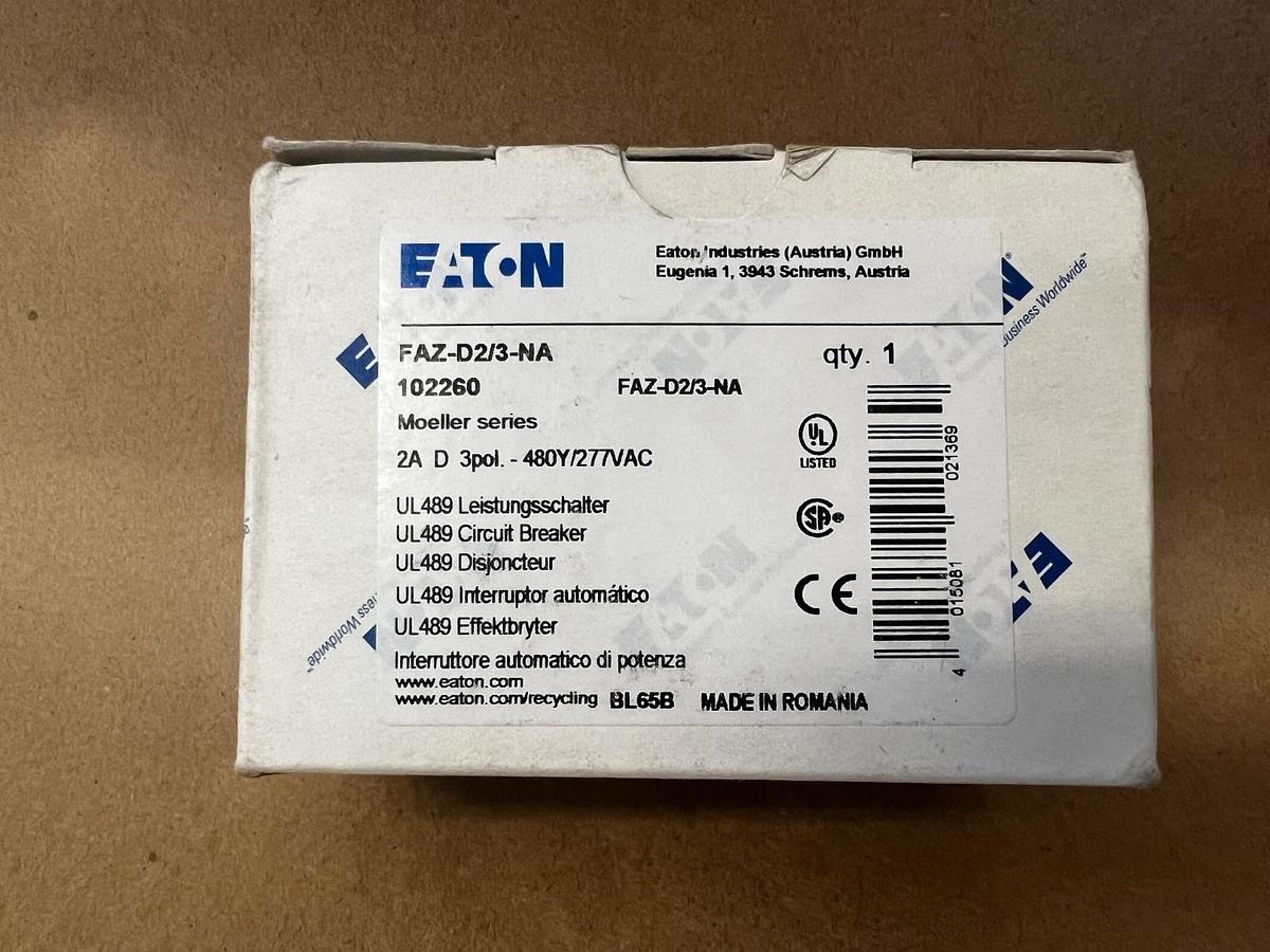 Used Eaton FAZ-D2/3-NA Circuit Breaker 2A, 3 Pole