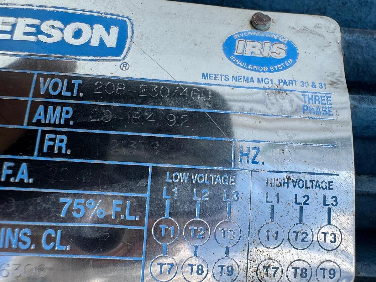 Used Leeson 151346.60 AC Motor 7.5Hp @ 1750RPM, 208-230/460V, 20-18.4/9.2A