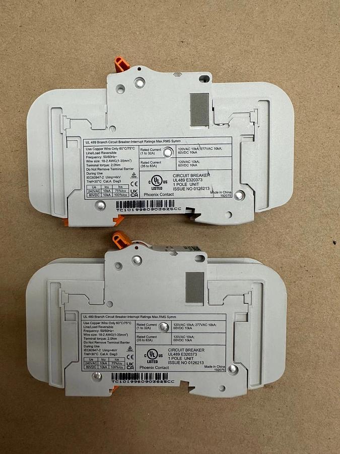 Used Phoenix Contact TMC 81C 10A Circuit Breaker - Lot of 2 *NEW*