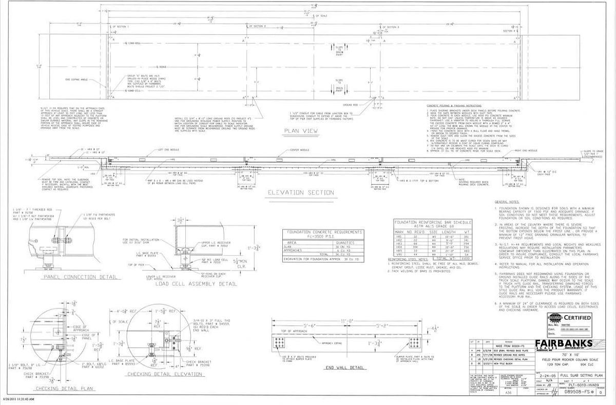Used Fairbanks Truck Scale w/ Controls, 70' x 10' Concrete Tops, 120 Ton Capacity