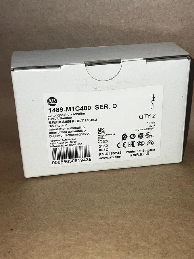 Allen Bradley 1489-M1C400 Ser D Circuit Breaker 1 Pole 40A Qty 2 *NEW*
