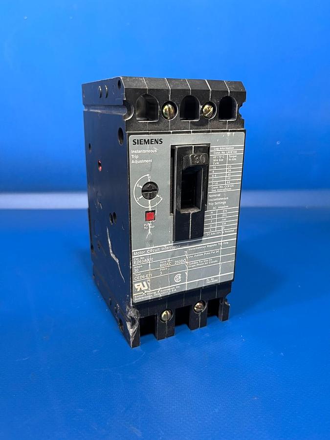 Used Siemens ED63A010 Molded Case Circuit Breaker 10A