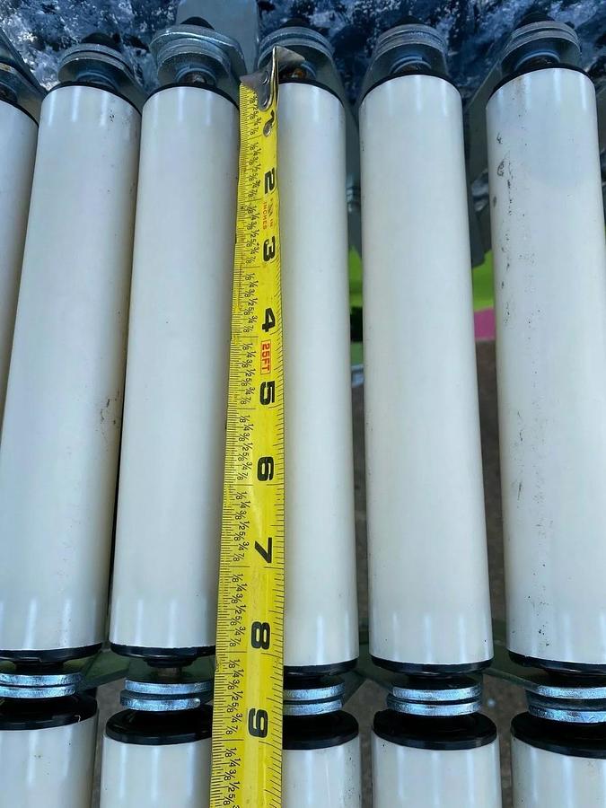 Used Matrex 89500 Portable Expandable Roller Conveyor, 6’ to 15’, On Casters