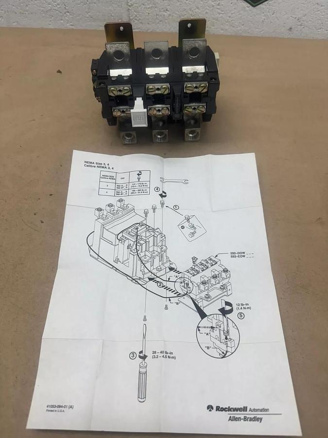 Used Allen Bradley 592-EOW16 Manual Reset Overload Relay Open Type 3 Pole 165A