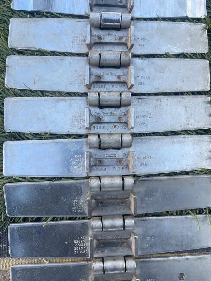 Used Rexnord SS881 BC 82 Stainless Steel Side Flexing Tabletop Chain L:185” W:7.5"