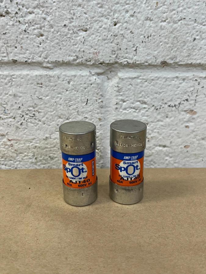 Used Ferraz Shawmut AJT40 40 Amp, 600 V. AC. Dual Element/Time Delay - Lot of 2