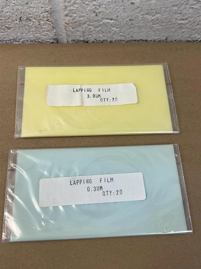 Used FIS Polishing Discs, (1) 20 pc 3.0 UM Lapping Film (1) 20 pc 0.3 UM Lapping Film
