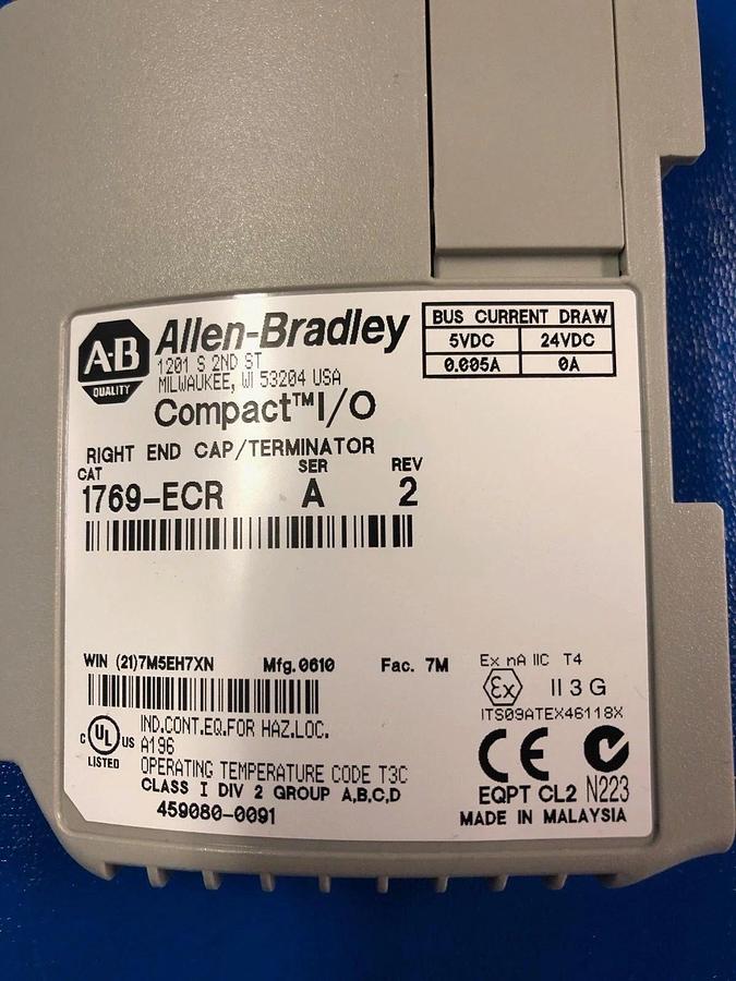 Used Allen-Bradley 1769-ECR Series A Right End Cap / Terminator