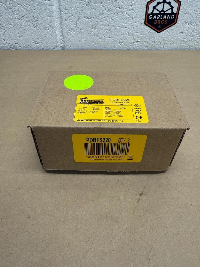 Used Cooper Bussmann PDBFS220 Power Distribution Blocks, 175A-600V *NEW*