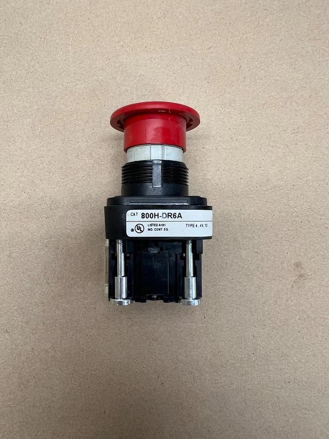 Used Allen Bradley 800H-DR6A Mushroom Head Push Button Red Cap