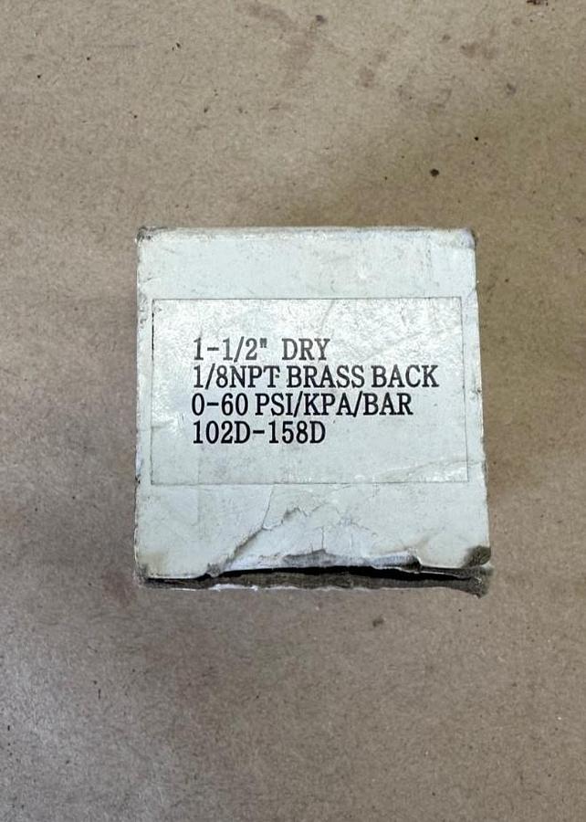 Used MARVEL 1-1/2” Dry, 1/8 NPT Brass Back, 60 PSI, 102D-158D *NEW*