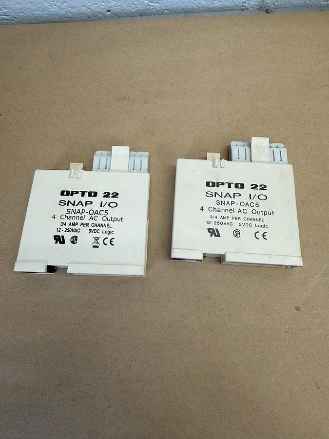 Used Opto22 SNAP-OAC5, 4 Channel AC Output, SNAP I/O, 3/4A per Channel - Lot of 2