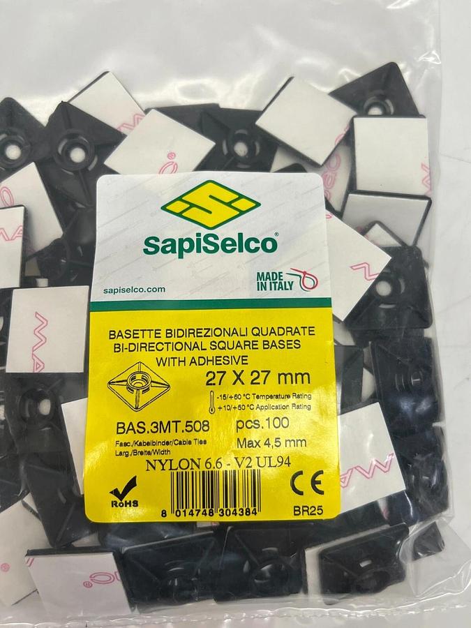 Used SapiSelco BAS.3MT.508 27x27mm Bi-Directional Square Bases w/ Adhesive (Lot of 2)