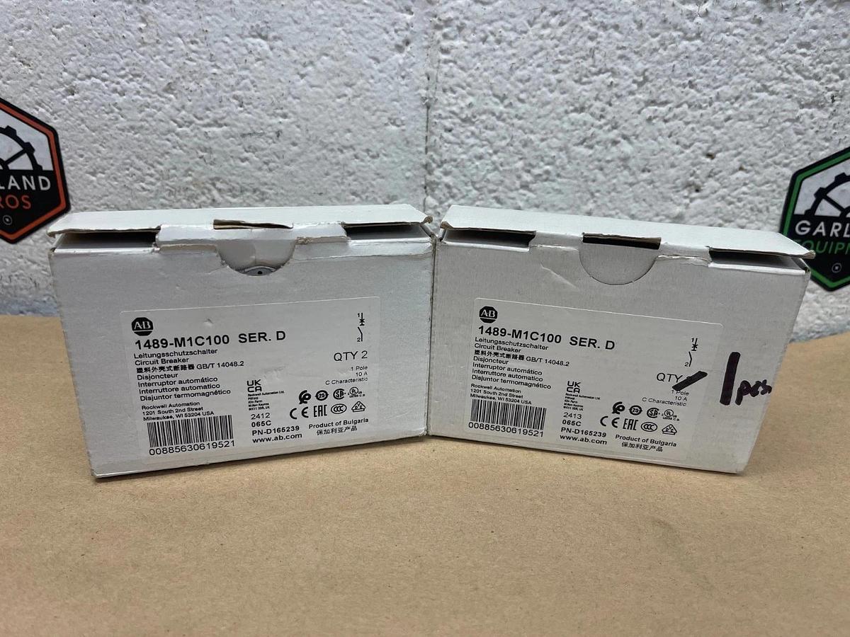 Allen Bradley 1489-M1C100 Ser D, 10A, 1 Pole Circuit Breaker - Qty 3 pcs *NEW*
